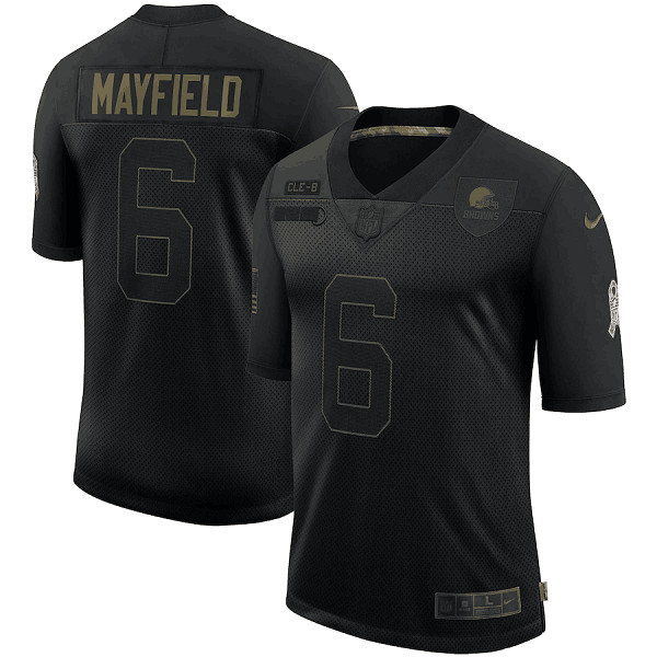 Men's Cleveland Browns #6 Baker Mayfield Black 2020 Salute To Service Limited Stitched Jersey